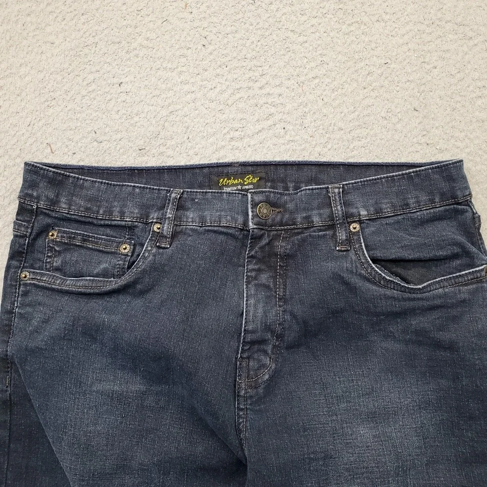 Urban Star Jeans Mens 34x30 Blue Premium Denim Stretch Flat Front Straight Leg